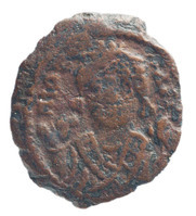 TMNK 09793
<br/>
Kwart follis uit het Byzantijnse Rijk op naam van Mauritius Tiberius (582-602)
<br/>
<em>Byzantijns Keizerrijk</em>