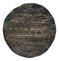 TMNK 09848
<br/>
Miliaresion uit het Byzantijnse Rijk op naam van Constantijn VII (886-911) / Romanus I (959-963)
<br/>
<em>Byzantijns Keizerrijk</em>