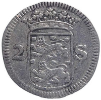 TMNK 10180
<br/>
Dubbele stuiver bankgeld uit West-Friesland, van de Geoctroieerde Munt te Enkhuizen
<br/>
<em>Republiek der Zeven Verenigde Nederlanden, Holland (West-Friesland), landschap (1573-1795)</em>