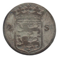 TMNK 10317
<br/>
Dubbele wapenstuiver uit West-Friesland
<br/>
<em>Republiek der Zeven Verenigde Nederlanden, Holland (West-Friesland), landschap (1573-1795)</em>