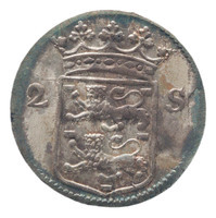 TMNK 10318
<br/>
Dubbele wapenstuiver uit West-Friesland
<br/>
<em>Republiek der Zeven Verenigde Nederlanden, Holland (West-Friesland), landschap (1573-1795)</em>