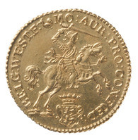 TMNK 10323
<br/>
Halve gouden rijder (zeven gulden) uit West-Friesland
<br/>
<em>Republiek der Zeven Verenigde Nederlanden, Holland (West-Friesland), landschap (1573-1795)</em>