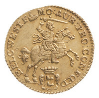 TMNK 10356
          <br/>
          Halve gouden rijder (zeven gulden) uit West-Friesland
          <br/>
          <em>Republiek der Zeven Verenigde Nederlanden, Holland (West-Friesland), landschap (1573-1795)</em>