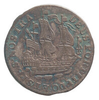 TMNK 10364
          <br/>
          Scheepjesschelling uit West-Friesland uitsluitend geslagen voor export door de Verenigde Oostindische Compagnie (VOC)
          <br/>
          <em>Republiek der Zeven Verenigde Nederlanden, Holland (West-Friesland), VOC, landschap (1573-1795)</em>