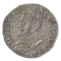 TMNK 10527
<br/>
Vijfde philipsdaalder uit Holland op naam van Philips II, koning van Spanje (1556-1598)
<br/>
<em>Holland, graafschap</em>