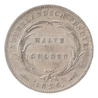 TMNK 10718
<br/>
Halve gulden uit Nederlands-Indië op naam van Willem I (1815-1840)
<br/>
<em>Nederlands-Indië, Nederlands-Indisch Gouvernement (1816-1949)</em>