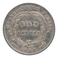 TMNK 10722
<br/>
Halve gulden uit Nederlands-Indië op naam van Willem I (1815-1840)
<br/>
<em>Nederlands-Indië, Nederlands-Indisch Gouvernement (1816-1949)</em>