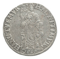 TMNK 10790
<br/>
Halve driegulden (daalder) uit Friesland
<br/>
<em>Republiek der Zeven Verenigde Nederlanden, Friesland, provincie</em>