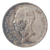TMNK 10853
<br/>
Vijfentwintig cent (kwartje) uit Nederland op naam van Willem II, koning der Nederlanden (1840-1849)
<br/>
<em>Nederland, Koninkrijk (1830-heden)</em>