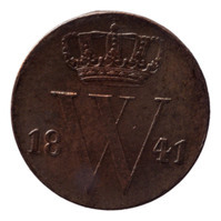 TMNK 10854
<br/>
Halve cent uit Nederland op naam van Willem II, koning der Nederlanden (1840-1849), muntplaatje van de firma Maritz & Co
<br/>
<em>Nederland, Koninkrijk (1830-heden)</em>