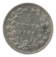 TMNK 10859
          <br/>
          Vijf cent (stuiver) uit Nederland op naam van Willem III, koning der Nederlanden (1849-1890)
          <br/>
          <em>Nederland, Koninkrijk (1830-heden)</em>