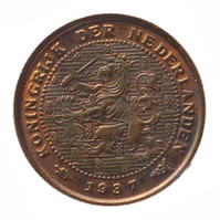 TMNK 10874
<br/>
Halve cent uit Nederland op naam van koningin Wilhelmina (1890-1948)
<br/>
<em>Nederland, Koninkrijk (1830-heden)</em>