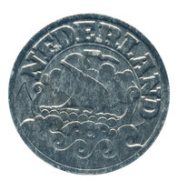 TMNK 10876
<br/>
Vijfentwintig cent (kwartje) uit Nederland uit de tijd van de Duitse bezetting (1940-1945)
<br/>
<em>Nederland, Duitse bezetting (1940-1945)</em>