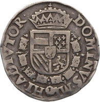 TMNK 11092
<br/>
Halve bourgondische kruisdaalder uit Brabant op naam van Philips II, koning van Spanje (1556-1598)
<br/>
<em>Spaanse Nederlanden, Brabant, hertogdom (1183-1795)</em>