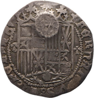 TMNK 11102
<br/>
Reaal uit Spanje op naam van Ferdinand II van Aragon, koning (1479-1516) / Isabella I van Castilië, koningin (1474-1504)
<br/>
<em>Spanje</em>