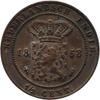 TMNK 11148
<br/>
Halve cent uit Nederlands-Indië op naam van Willem III, koning der Nederlanden (1849-1890)
<br/>
<em>Nederlands-Indië, Koninkrijk der Nederlanden (1830-heden)</em>