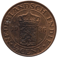 TMNK 11149
<br/>
Halve cent uit Nederlands-Indië op naam van koningin Wilhelmina (1890-1948)
<br/>
<em>Nederlands-Indië, Koninkrijk der Nederlanden (1830-heden)</em>
