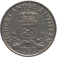 TMNK 11172
<br/>
Vijfentwintig cent uit de Nederlandse Antillen op naam van koningin Juliana (1948-1980) of koningin Beatrix (1980-2013)
<br/>
<em>Nederlandse Antillen, Koninkrijk der Nederlanden (1830-heden)</em>