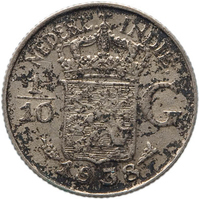 TMNK 11180
<br/>
Tiende gulden uit Nederlands-Indië op naam van koningin Wilhelmina (1890-1948)
<br/>
<em>Nederlands-Indië, Koninkrijk der Nederlanden (1830-heden)</em>