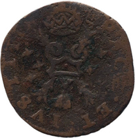 TMNK 11559
          <br/>
          Duit uit Overijssel op naam van Philips II, koning van Spanje (1556-1598)
          <br/>
          <em>Overijssel, heerlijkheid</em>