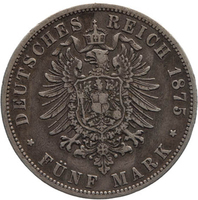 TMNK 11869
<br/>
Vijf mark uit het Duitse Rijk op naam van Willem I, koning van Pruisen (1861-1888), keizer van Duitsland (1871-1888)
<br/>
<em>Duitse Rijk</em>