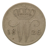 TMNK 12046
<br/>
Vijfentwintig cent (kwartje) uit Nederland op naam van Willem I, koning (1815-1840)
<br/>
<em>Verenigd Koninkrijk der Nederlanden (1815-1830)</em>