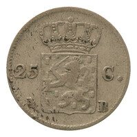 TMNK 12046
<br/>
Vijfentwintig cent (kwartje) uit Nederland op naam van Willem I, koning (1815-1840)
<br/>
<em>Verenigd Koninkrijk der Nederlanden (1815-1830)</em>