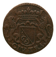 TMNK 12411
<br/>
Duit uit Utrecht
<br/>
<em>Republiek der Zeven Verenigde Nederlanden, Utrecht, provincie</em>