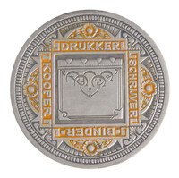 TMNK 14960
<br/>
Vermeende uitvinding van de boekdrukkunst door Laurens Janszoon Coster te Haarlem, vijfde eeuwfeest
<br/>
<em>Nederland, Koninkrijk (1830-heden)</em>