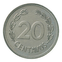 TMNK 15099
<br/>
Twintig centavos uit Ecuador, op naam van de republiek (1830- )
<br/>
<em>Ecuador, republiek</em>