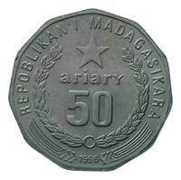 TMNK 15131
<br/>
Vijftig ariary uit Madagascar
<br/>
<em>Madagascar, Republiek (1992-2010)</em>
