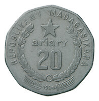 TMNK 15132
<br/>
Twintig ariary uit Madagascar
<br/>
<em>Madagascar, Republiek (1992-2010)</em>