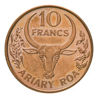 TMNK 15135
<br/>
Tien franc; ariary roa uit Madagascar
<br/>
<em>Madagascar, Republiek (1992-2010)</em>