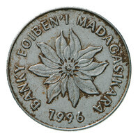 TMNK 15137
<br/>
Vijf franc; ariary uit Madagascar
<br/>
<em>Madagascar, Republiek (1992-2010)</em>