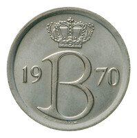 TMNK 15150
<br/>
Vijfentwintig centiemen (centimes) uit België op naam van Boudewijn (1951-1993)
<br/>
<em>België, Koninkrijk (1830-heden)</em>
