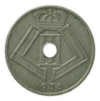 TMNK 15174
<br/>
Vijfentwintig centiemen (centimes) uit België op naam van Leopold III (1934-1951)
<br/>
<em>België, Koninkrijk (1830-heden)</em>