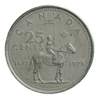 TMNK 15198
<br/>
Vijfentwintig cent uit Canada op naam van Elizabeth II, koningin (1952-2022) over honderd jaar Royal Canadian Mounted Police
<br/>
<em>Canada, Commonwealth (1931-1982)</em>