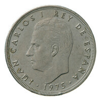 TMNK 15207
<br/>
Vijf peseta uit Spanje op naam van Juan Carlos, koning (1975- )
<br/>
<em>Spanje, Koninkrijk</em>