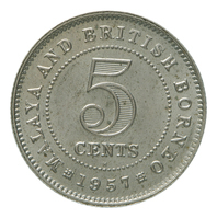 TMNK 15236
<br/>
Vijf cent uit Maleisië en Brits Borneo op naam van Elizabeth II, koningin (1952-2022)
<br/>
<em>Maleisië en Brits Borneo</em>