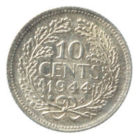 TMNK 15668
<br/>
Tien cent (dubbeltje) uit Nederland op naam van koningin Wilhelmina (1890-1948)
<br/>
<em>Nederland, Koninkrijk (1830-heden)</em>