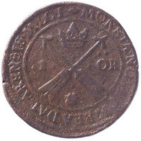 TMNK 15974
          <br/>
          Öre uit Zweden op naam van Christina, koningin van Zweden (1632-1654)
          <br/>
          <em>Zweden, Koninkrijk</em>