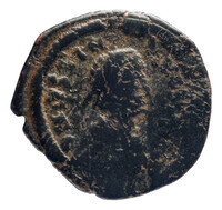 TMNK 16741
<br/>
Halve follis (twintig nummi) uit het Byzantijnse Rijk op naam van Justinus I (518-527)
<br/>
<em>Byzantijns Keizerrijk</em>