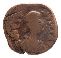 TMNK 16742
<br/>
Halve follis (twintig nummi) uit het Byzantijnse Rijk op naam van Justinus I (518-527)
<br/>
<em>Byzantijns Keizerrijk</em>