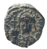 TMNK 16748
<br/>
Kwart follis (tien nummi) uit het Byzantijnse Rijk op naam van Justinianus I
<br/>
<em>Byzantijns Keizerrijk</em>