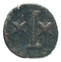 TMNK 16750
<br/>
Kwart follis (tien nummi) uit het Byzantijnse Rijk op naam van Justinianus I
<br/>
<em>Byzantijns Keizerrijk</em>