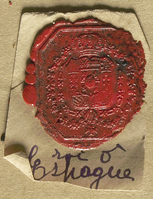 TMNK 16937
<br/>
Lakzegel, opgenomen in een album, verzameld door Paul Hubert Othon Ruyters in België
<br/>
<em></em>